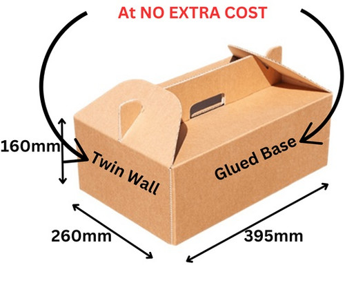 Food Carry Delivery Boxes Heavy Duty Kraft - Large L395 x W260 x H160mm