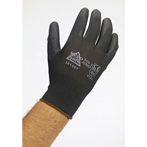 Pair  Large size 9 Keep Safe NitrilePalm Coated Black Gloves