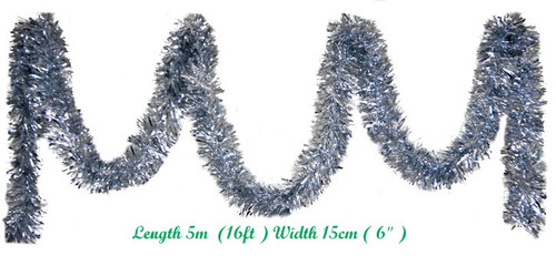  Quality Full bodied Christmas Garland 5m x 15cm Silver