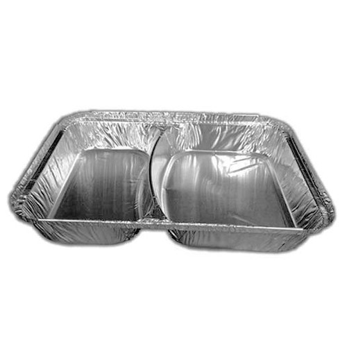 100  2 Compartment LARGE 980cc 9"x 7"x 1" foil Tray and Lids SPECIAL OFFER