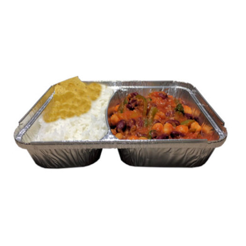 100  2 Compartment LARGE 980cc 9"x 7"x 1" foil Tray and Lids SPECIAL OFFER