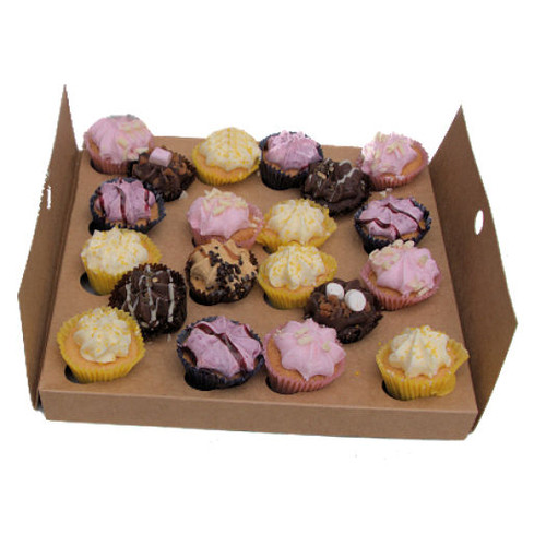 Pack x 10 Kraft Cardboard 9 Cupcake or 20 Mini Cupcake box with window