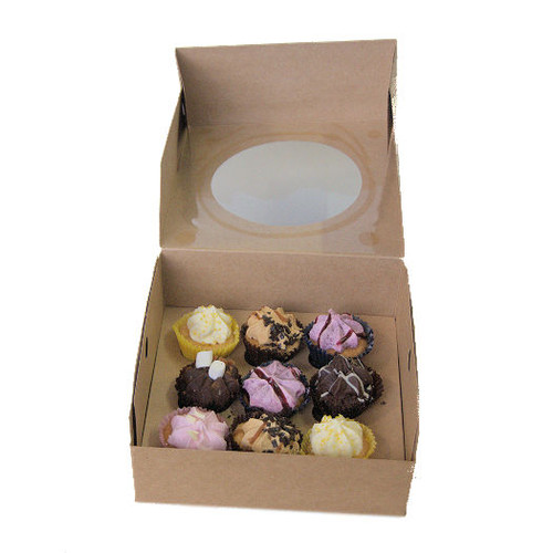 Pack x 20 - 4 Cupcake or 9 Mini Cupcake box with window Kraft