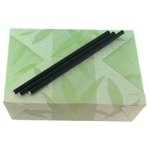 Bio Box of 200 Paper Drinking Straws Black 200mm x 6mm Dia Bio Box of 200 Paper Drinking Straws Black 200mm x 6mm Dia