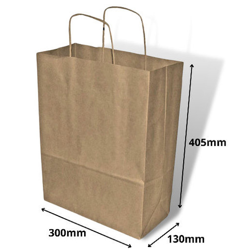 Brown Extra Large Twist Handle Kraft Paper Shoppers Carrier Bag  315 x 140 x 420 mm see qty options