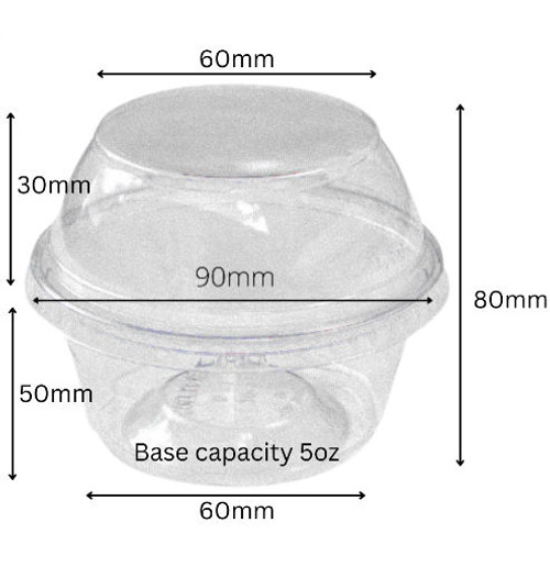 Pack x 25 - 5oz Crystal Clear Desert tub and Dome lid