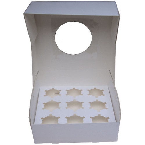 Pack x   5  Cardboard White 9 Cupcake or 20 Mini Cupcake box with window