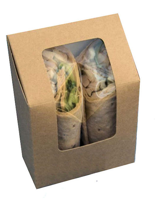 SELF SEAL Compostable Kraft Brown Tortilla Wrap boxes - Pack x 50 
