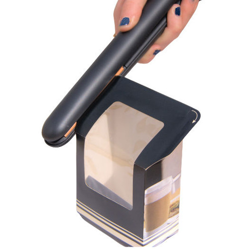 HEAT SEAL Black Printed Compostable Tortilla Wrap boxes plus FREE Sealer - Case x 500  HEAT SEAL Black Printed Compostable Tortilla Wrap boxes plus FREE Sealer - Case x 500