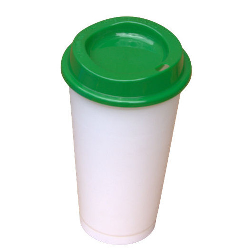 16oz Polyproplene White RE-USABLE Hot Cup and Lid Each
