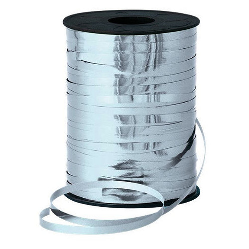 Silver Metallic Curling Ribbon - 500m x 5mm