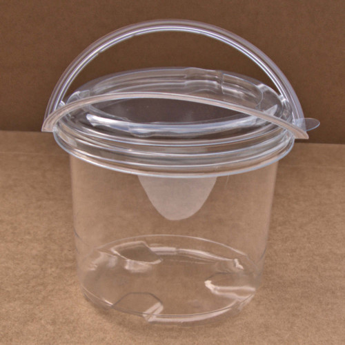 1,400ml Round 4 COMPARTMENT Hinged Lid Deli Container - Starlight