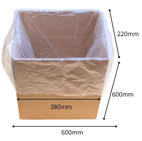 Box liner Clear Medium 20micron 14" x 23.5"x 23.5" 360 x 600 x 600mm  SPECIAL OFFER ( see qty options )