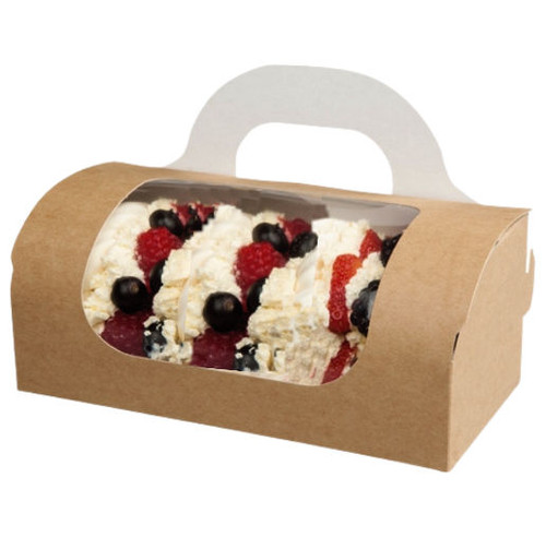 Pack x 50 Twin Kraft Bakery Window Carry box ( connect 2 together to create a  4 box combo)