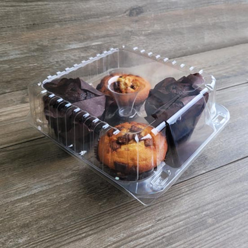Large Muffin Cupcake Container Plastic with Hinged Lid - Pack of 50