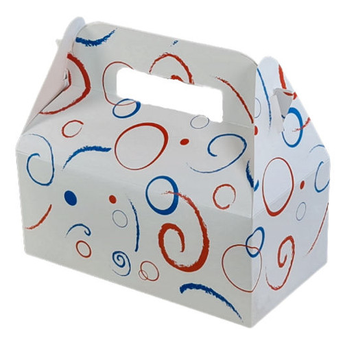 Pack of 10  Meal Boxes printed Red and Blue Swirl design