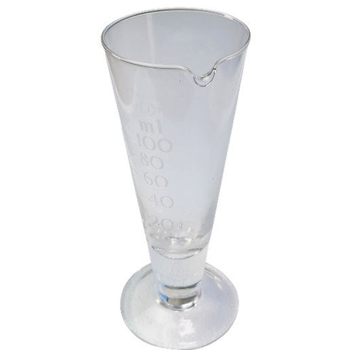Conical jaytec Measure Crystal Clear Glass Stamped 10 grads 100ml