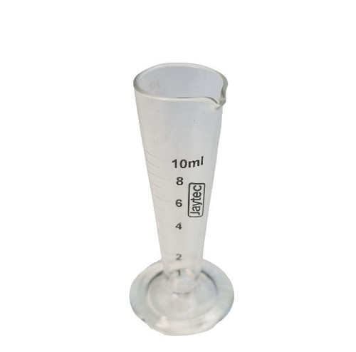 Conical jaytec Measure Crystal Clear Glass Stamped 10 grads 10ml