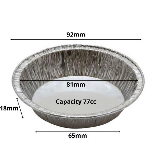 Round Aluminium Foil 92mm top dia depth 18mm ( Case x 4,500 )