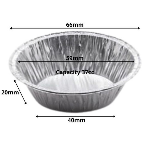 Small round Aluminium foil 66mm top dia depth 20mm ( case x 13,500 )
