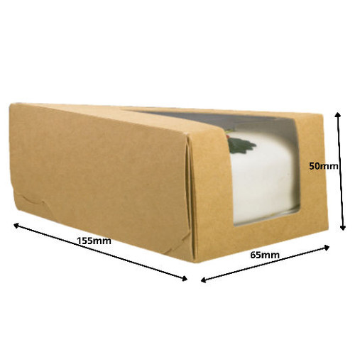 Pack x 50 Small Kraft Cake Slice Box 155 x 65 x 50mm