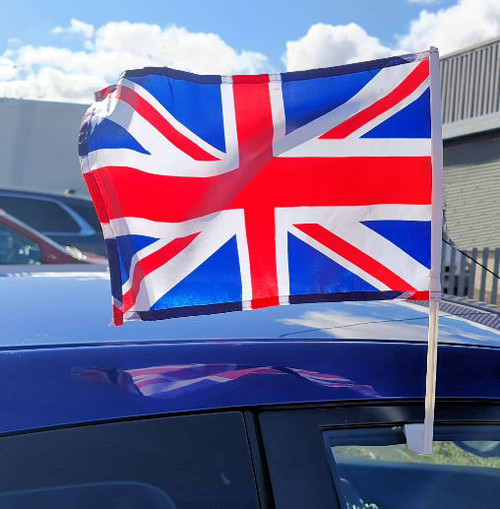 Pack x 2 Large 42 x 27cm Union Jack Flags can be held or clipped to the car ideal for the Queens Jubilee 2022