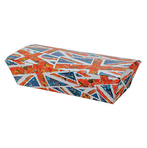 Union Jack Large Cardboard Food Party Box 250 x 125 x60mm Pack x 50