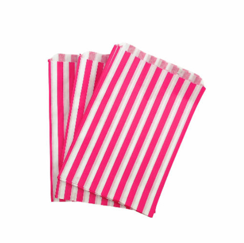 7" x 9" (175 X 225mm ) Pink Candy Stripe Paper Bags