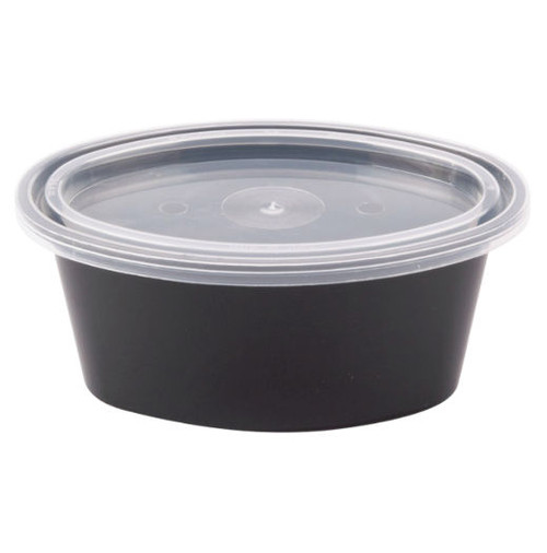 Case x 500 Pactiv ELLIPSO 3 oz. Black Oval Souffle / Portion Cup with Clear Lid
