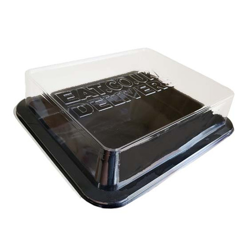 Buffet Tray Black Serving Platters  Clear Lids 230 x 87 x 80 mm 