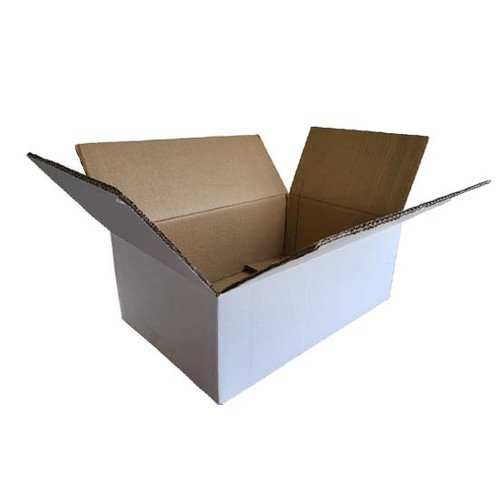 Pack x 10 Heavy Duty Twin Wall White Cardboard Boxes with Overlapping Lid 375 x 235 x 125 mm