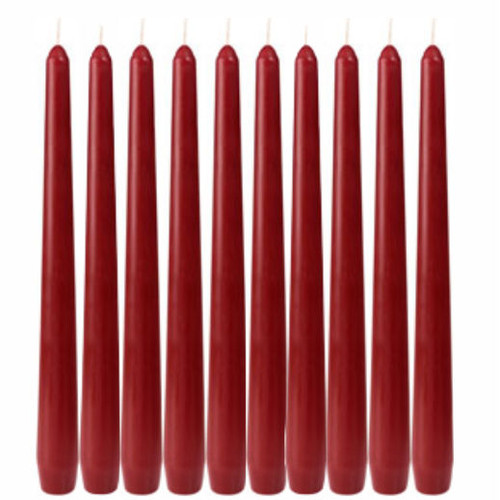 Pack x 10 Duni 10" 250mm Bordeaux non drip tapered Quality Candles 