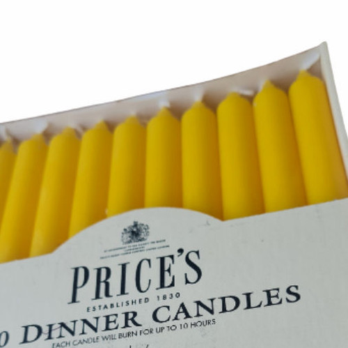 Price 8" Yellow straight sided  Premium Quality Dinner Candles