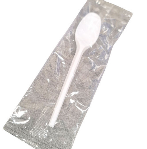 25 Individually Wrapped White Plastic Teaspoons
