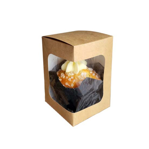 Cardboard Muffin / Cupcake Kraft Box with window - Pack of 50