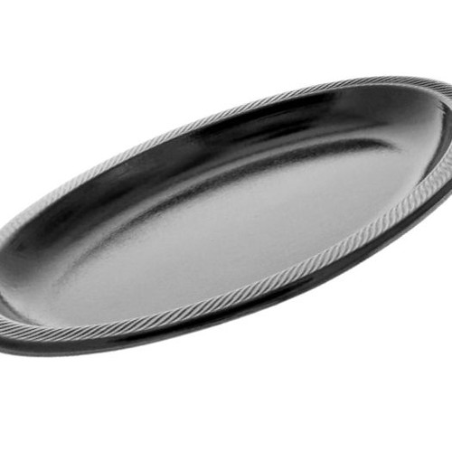 7.5 X 10.25" Placesetter® Deluxe Laminated Foam Oval Platter, Black, pack x 125 CLEARANCE