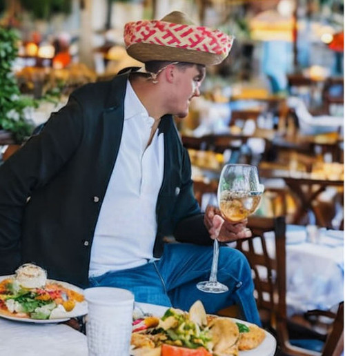 Sombrero Brown and red Straw Party Hat each