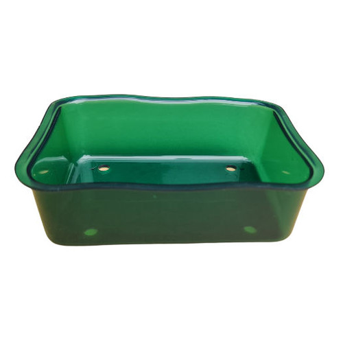 Case of 4 Green Fluted Transparent Deep Punnet Dish 190 x 138 x 60mm ( with drain holes )