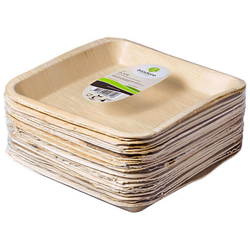 Biodore Square Palm Leaf Plates Disposable Eco Friendly Party Wooden 24cm x 24cm x 3cm Pack x 25