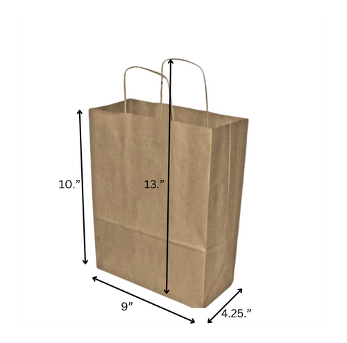 Brown Medium Twist Handle Kraft Paper Carrier Bag  230 x 110 x 250 mm see qty options