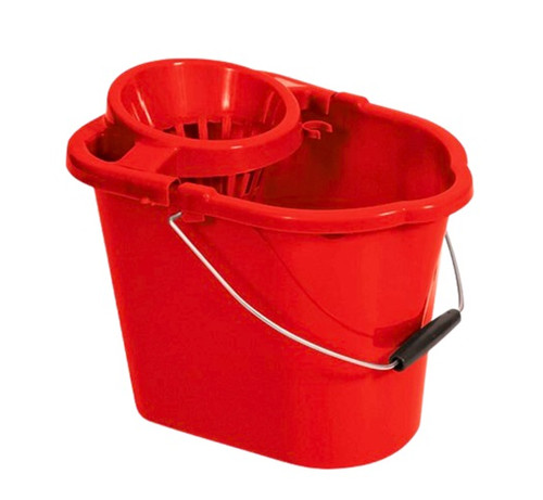 Plastic Mop Bucket With Wringer 12 Litre Red 
