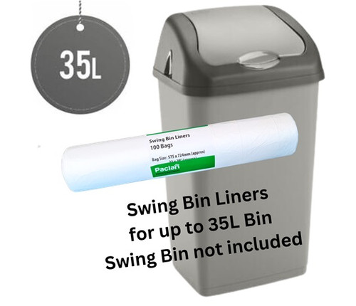 Roll x 100 Paclan Professional Swing Bin Liners 35 L White  575 x 724mm