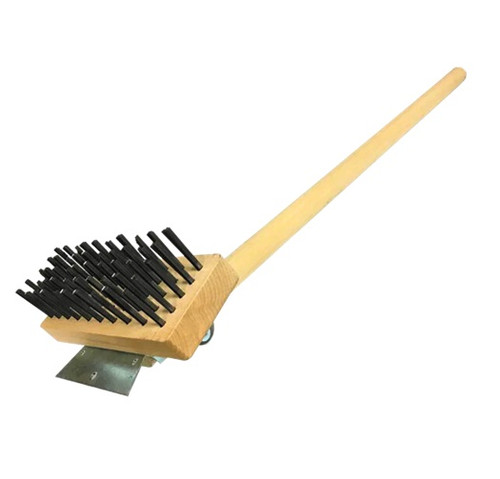 Char-grill Brush With Scraper & Long wooden Handle