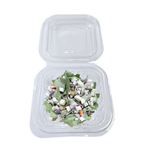 Pack x 100 - 250ml Clear Hinged Lid Container with air tight seal  ( 100 x 100 x 60mm )