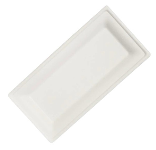 Pack x 50 Enviroware  White Bagasse Rectangular Plates 26 x 13cm