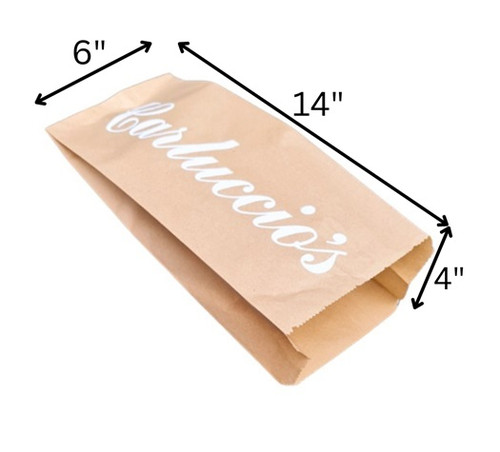 Pack 500 - 6"x 10"x 14"  Brown Kraft paper bags Printed "Carluccio's"