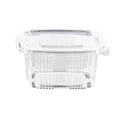 Pack x 100 - 370ml Clear Salad Box Hinged Lid Container with air tight seal Optipack  ( 125 x 113 x 57mm )