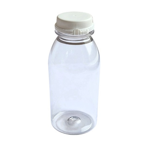 250ml Juice Bottle with Tamper Evident Lid PET Clear Plastic Recyclable 