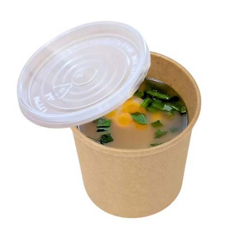 12oz Kraft  Soup Container + Recyclable Microwavable Lid (see qty options)