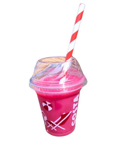 Pack x 20 Costa 12oz Sumer time Smoothie or Desert Cup, Lid, Desert spoon and Jumbo Straw 